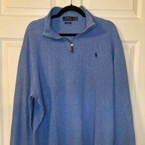 Polo Ralph Lauren Men's Blue Estate Rib Quarter-Zip Pullover Sweater - Size XL